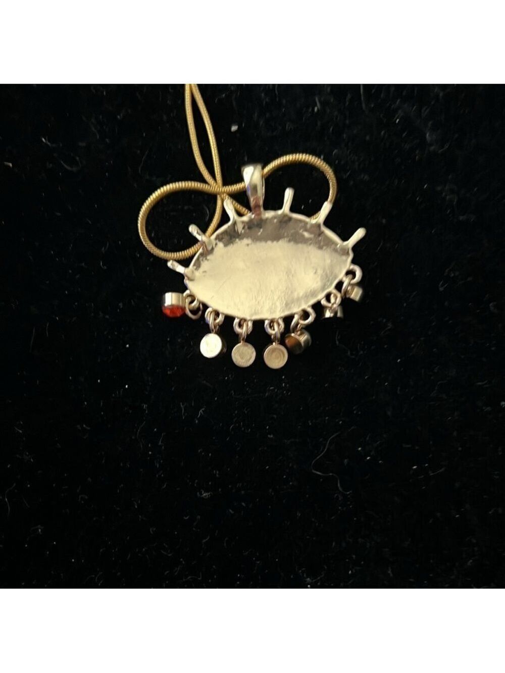 14K Over Sterling Silver 18 Inch Chain Evil Eye Charm Necklace - Picture 4 of 4
